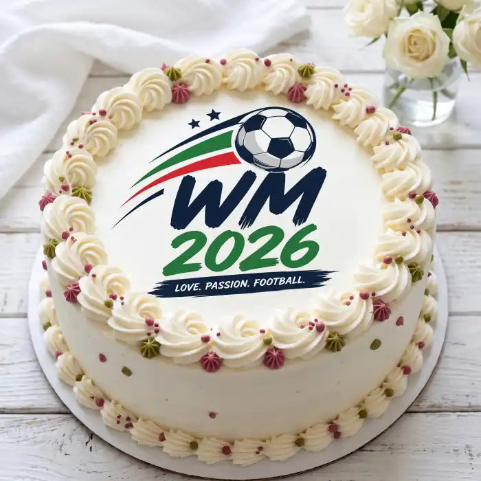 Cooler Fussball WM -Tortenaufleger2 - personalisierbar - Fondant- Torten- & Cupcakeaufleger Sugar Sweet Kitchen