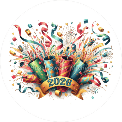 Cooler New Year-Tortenaufleger mit Jahreszahl4 - personalisierbar