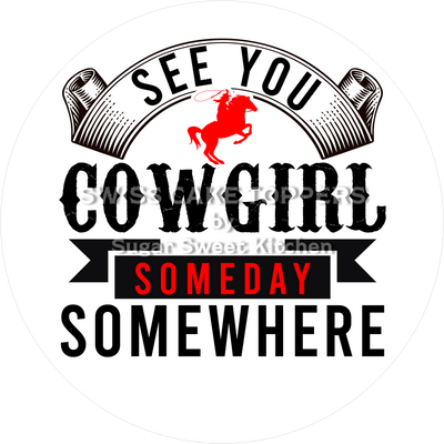 Cowgirl Abschieds-Tortenaufleger - Bye13 - personalisierbar