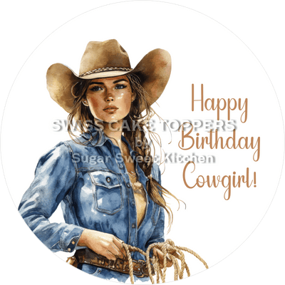 Cowgirl- Tortenaufleger Western8 - personalisierbar