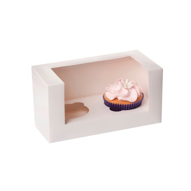 Cupcake-Box weiss für 2 Cupcakes / 1Stk. - Verpackungen Sugar Sweet Kitchen