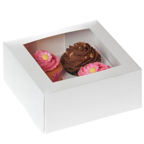 Cupcake-Box weiss für 4 Cupcakes / 1Stk. - Verpackungen Sugar Sweet Kitchen