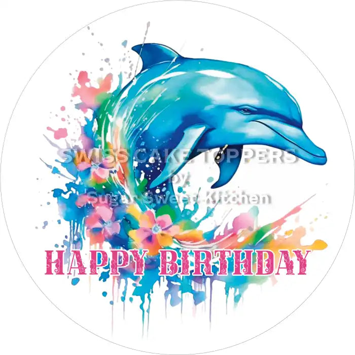 Delfin Geburtstags-Tortenaufleger7 – essbar & personalisierbar - Fondant- Torten- Cupcakeaufleger Sugar Sweet Kitchen