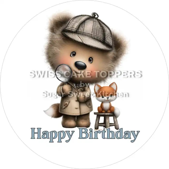 Tortenaufleger Geburtstag Detektiv 06 – essbar & personalisierbar - Fondant- Torten- Cupcakeaufleger Sugar Sweet Kitchen