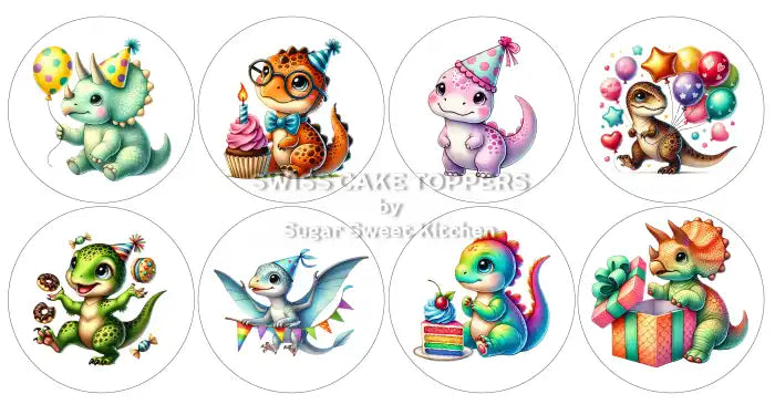 Dino-Cupcakes- & Dessertaufleger1 - Fondant- Torten- Cupcakeaufleger Sugar Sweet Kitchen