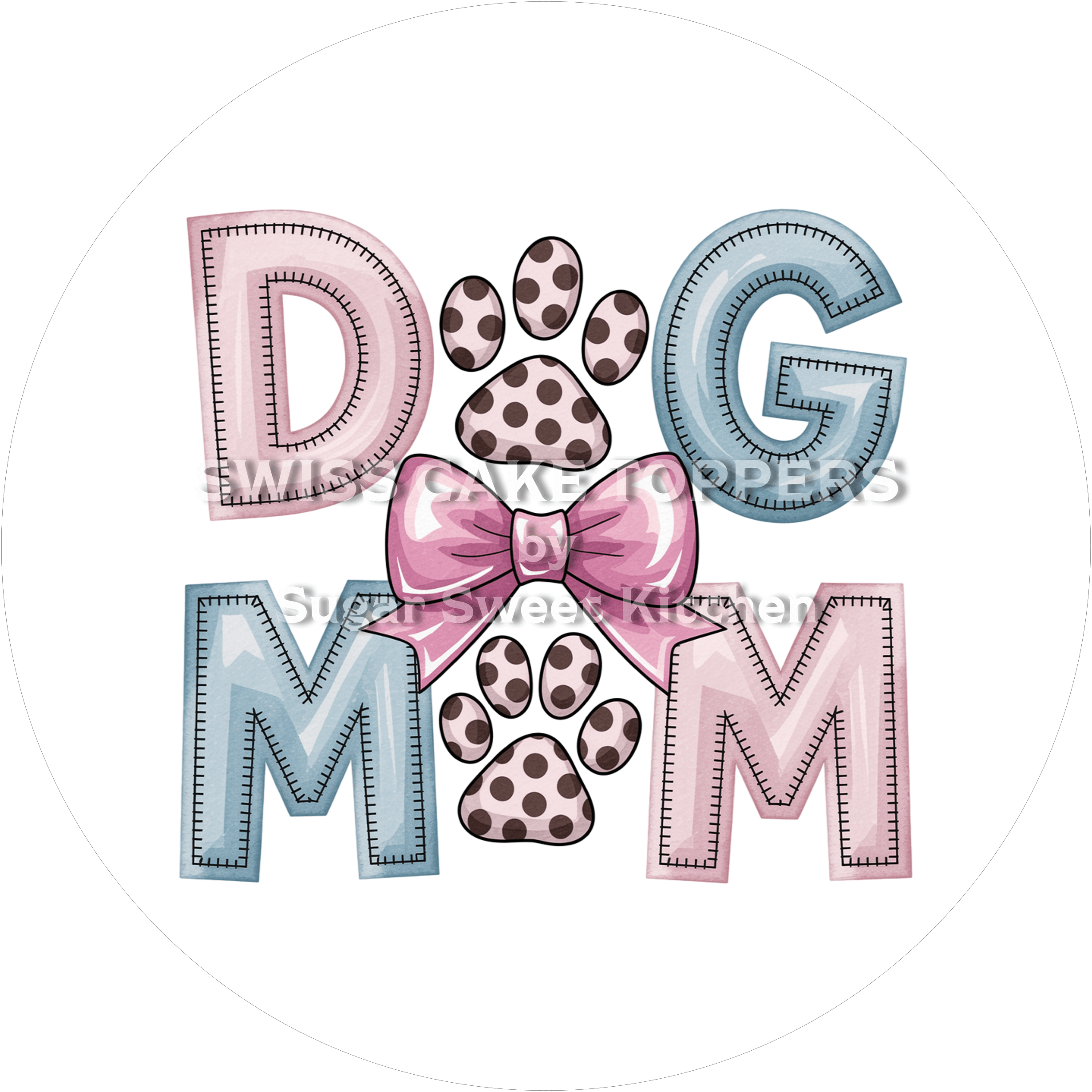 Dog Mom-Tortenaufleger - personalisierbar - Fondant- Torten- & Cupcakeaufleger Sugar Sweet Kitchen