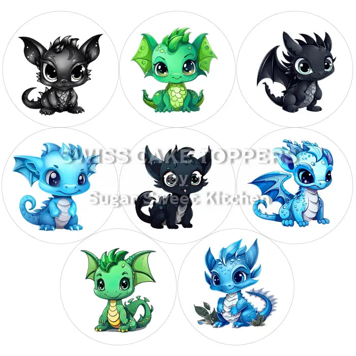 Dragons-Cupcakes- & Dessertaufleger 01 / 8Stk. - Fondant- Torten- Cupcakeaufleger Sugar Sweet Kitchen
