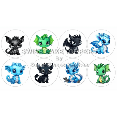 Dragons-Cupcakes- & Dessertaufleger1 - personalisierbar