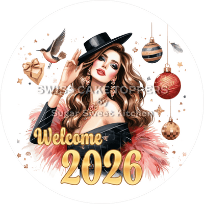 Edler New Year-Tortenaufleger mit Jahreszahl3 - personalisierbar