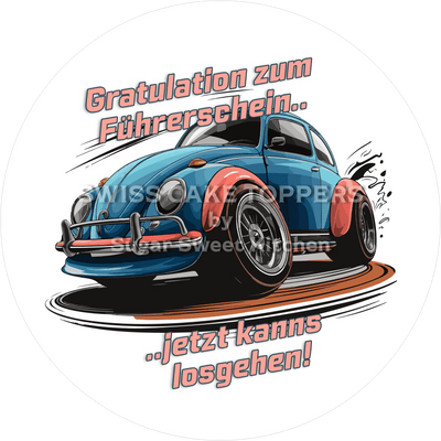 Einmaliger Auto-Führerschein-Tortenaufleger4 -  personalisierbar