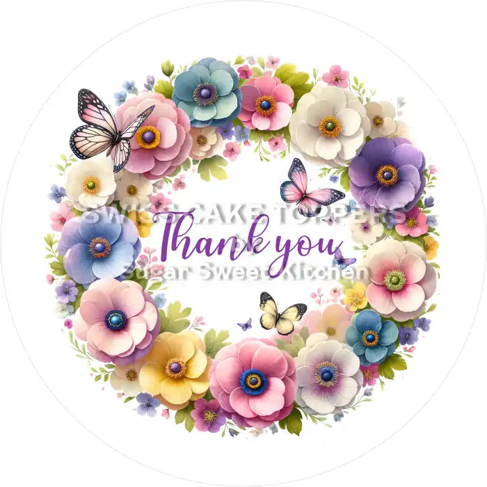 Tortenaufleger Danke Thank You 01 - essbar & personalisierbar - Fondant- Torten- Cupcakeaufleger Sugar Sweet Kitchen