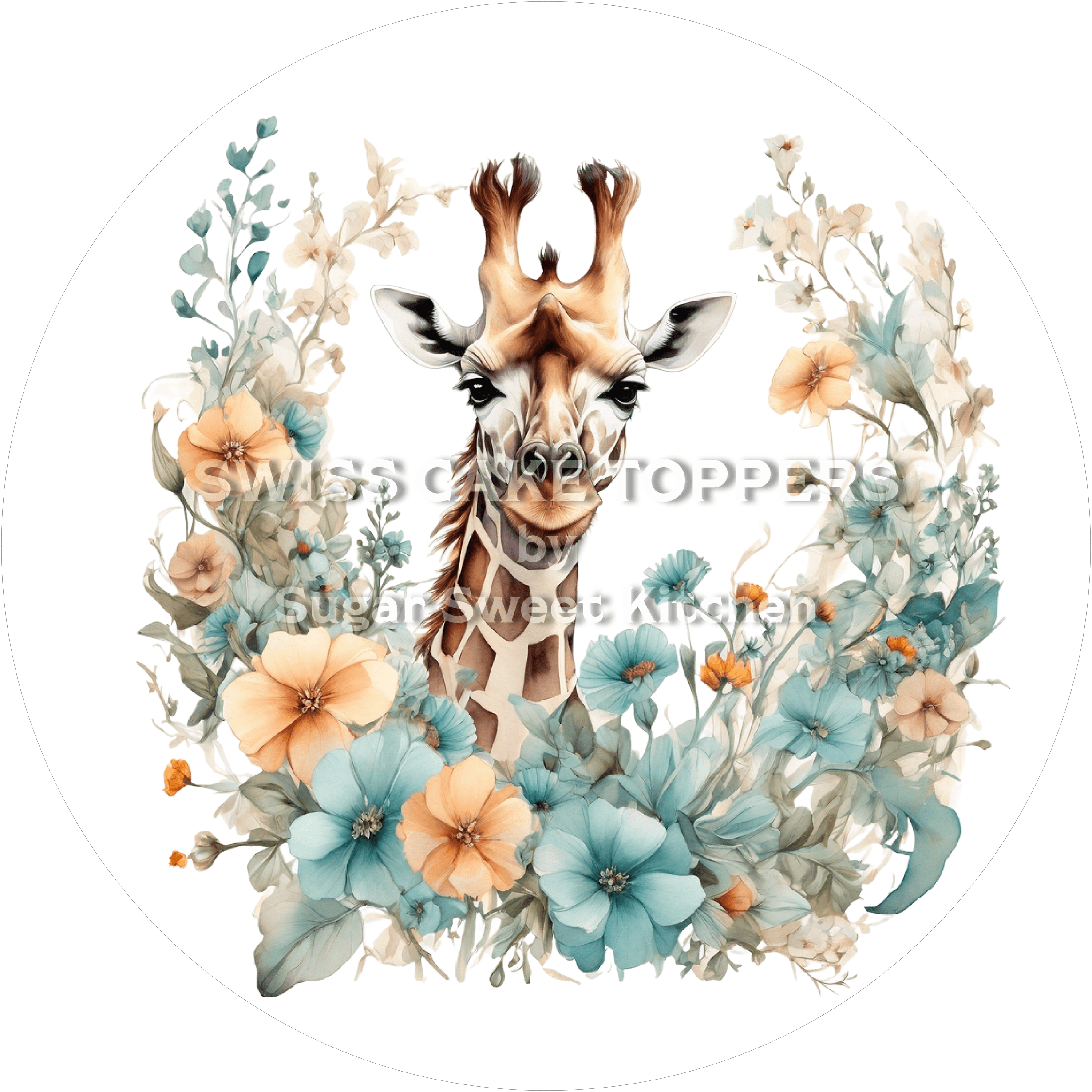 Einmaliger Giraffen-Tortenaufleger1 - personalisierbar - Fondant- Torten- & Cupcakeaufleger Sugar Sweet Kitchen