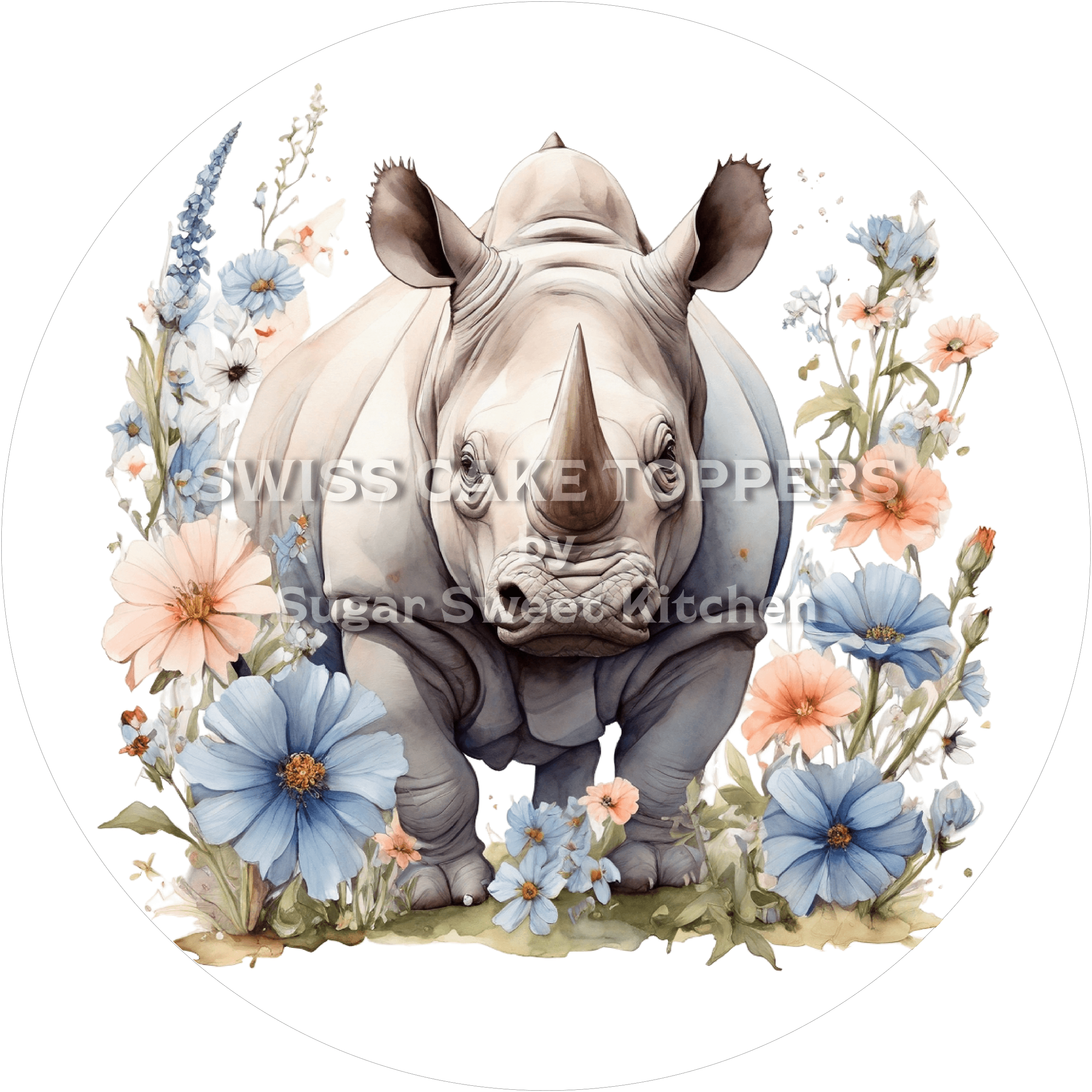 Einmaliger Nashorn-Tortenaufleger2 - personalisierbar - Fondant- Torten- & Cupcakeaufleger Sugar Sweet Kitchen