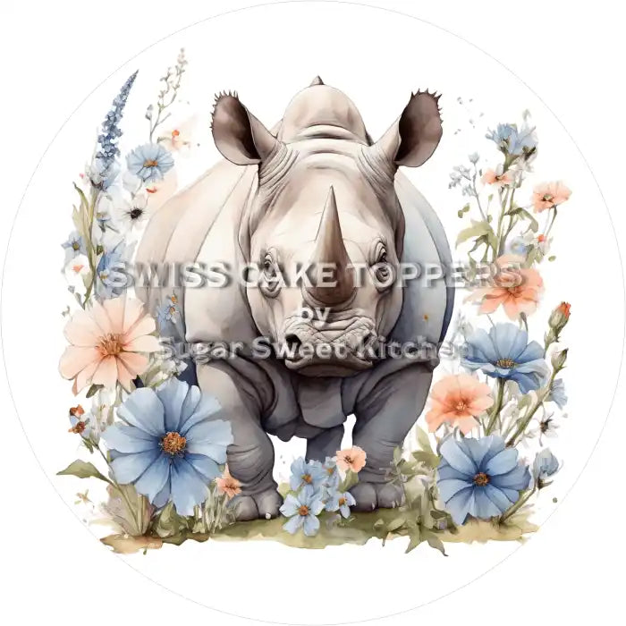 Einmaliger Nashorn-Tortenaufleger2 - personalisierbar - Fondant- Torten- & Cupcakeaufleger Sugar Sweet Kitchen