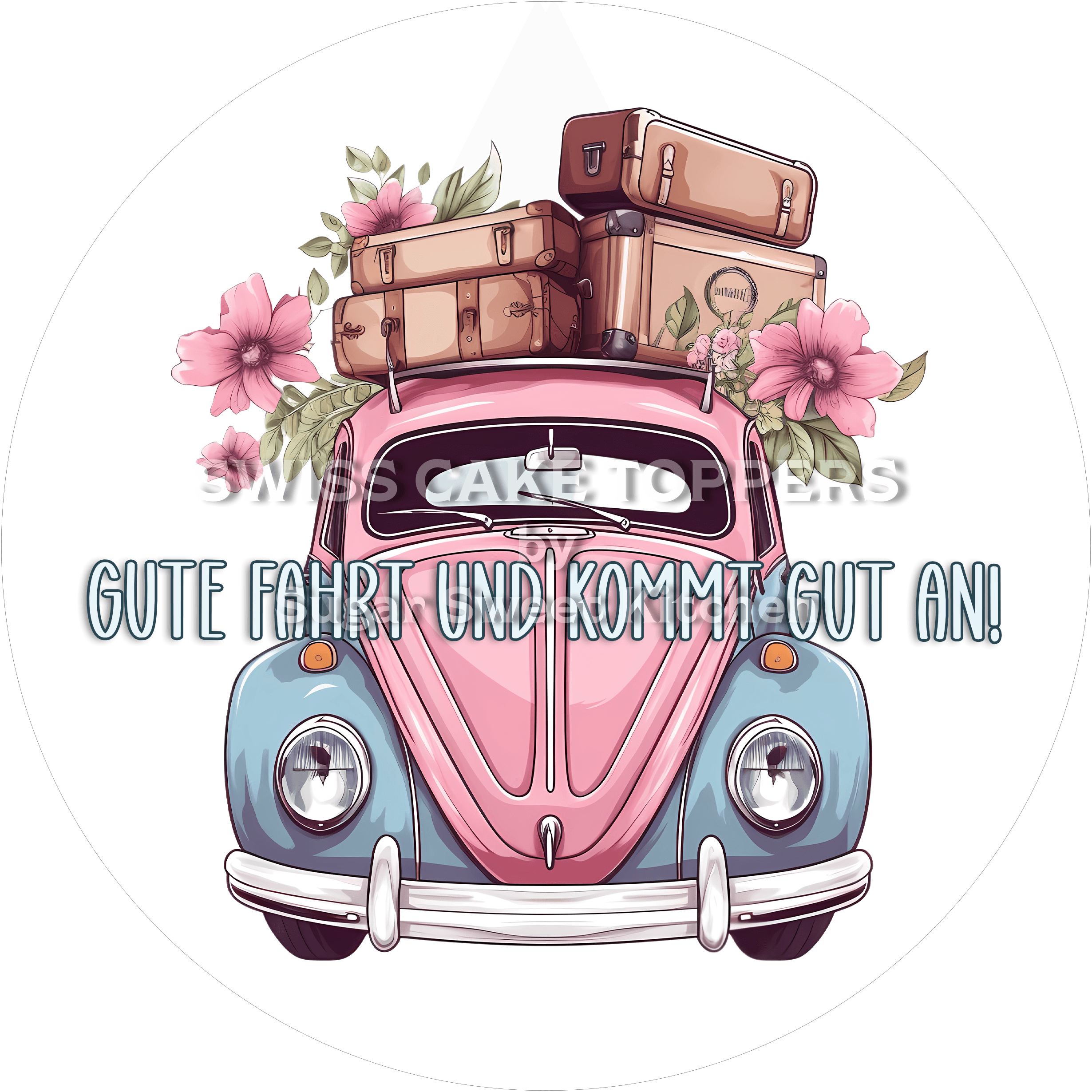 Einmaliger Reise-Tortenaufleger - personalisierbar - Fondant- Torten- & Cupcakeaufleger Sugar Sweet Kitchen