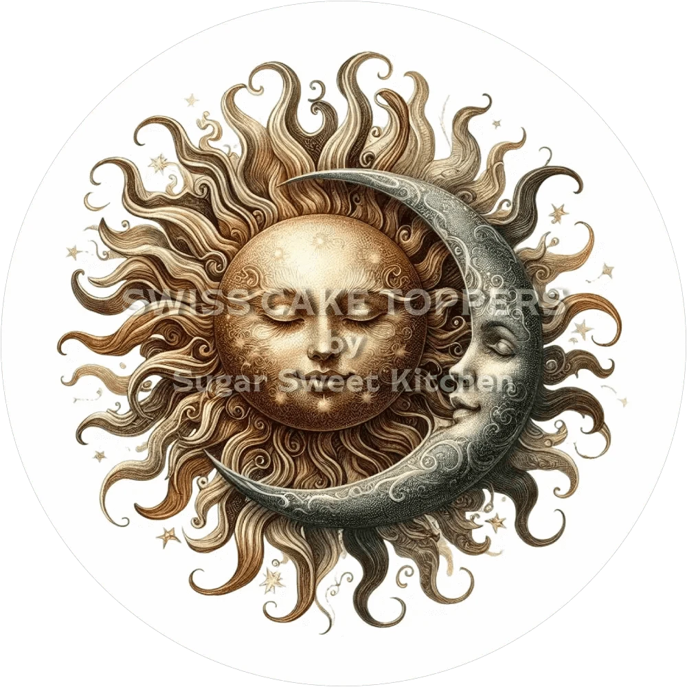 Einmaliger Sonne & Mond-Tortenaufleger24 - personalisierbar - Fondant- Torten- Cupcakeaufleger Sugar Sweet Kitchen