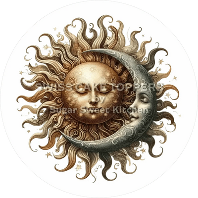 Einmaliger Sonne & Mond-Tortenaufleger24 - personalisierbar