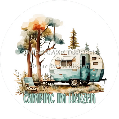 Einmaliger Tortenaufleger Camping2 - personalisierbar