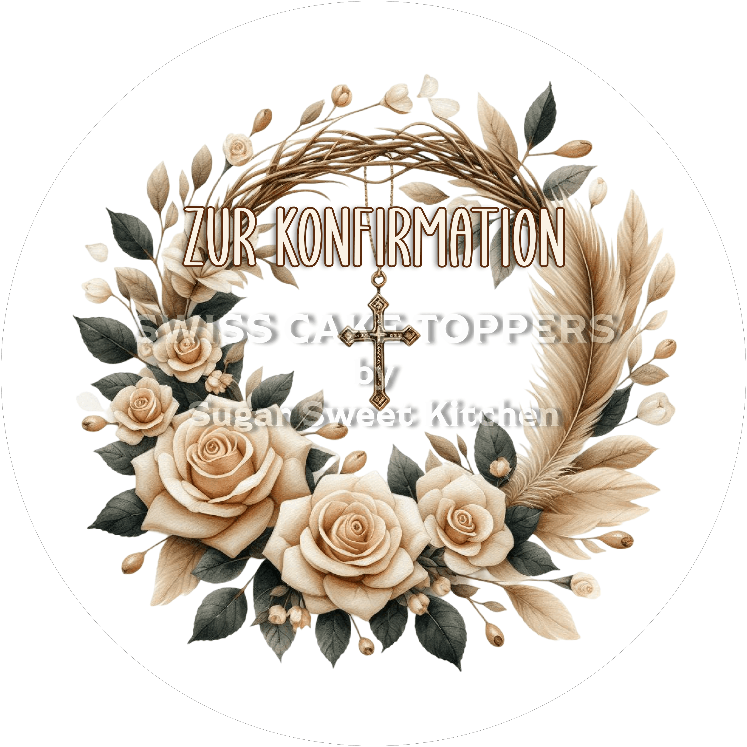 Einmaliger Tortenaufleger Konfirmation2 - personalisierbar - Fondant- Torten- & Cupcakeaufleger Sugar Sweet Kitchen