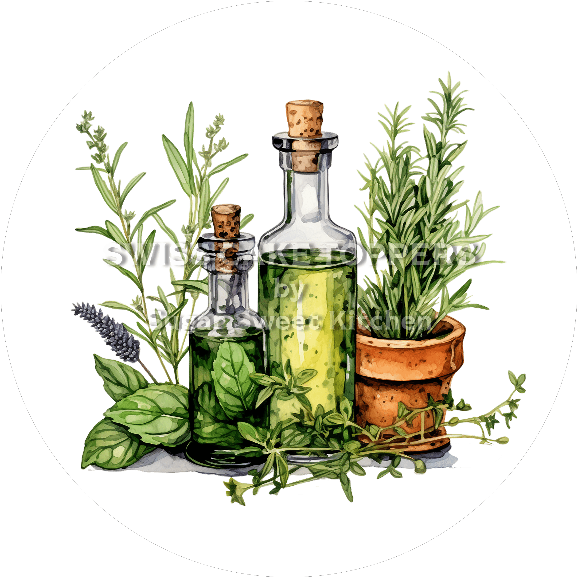 Einmaliger Tortenaufleger mit Kräutern2 - personalisierbar - Fondant- Torten- & Cupcakeaufleger Sugar Sweet Kitchen