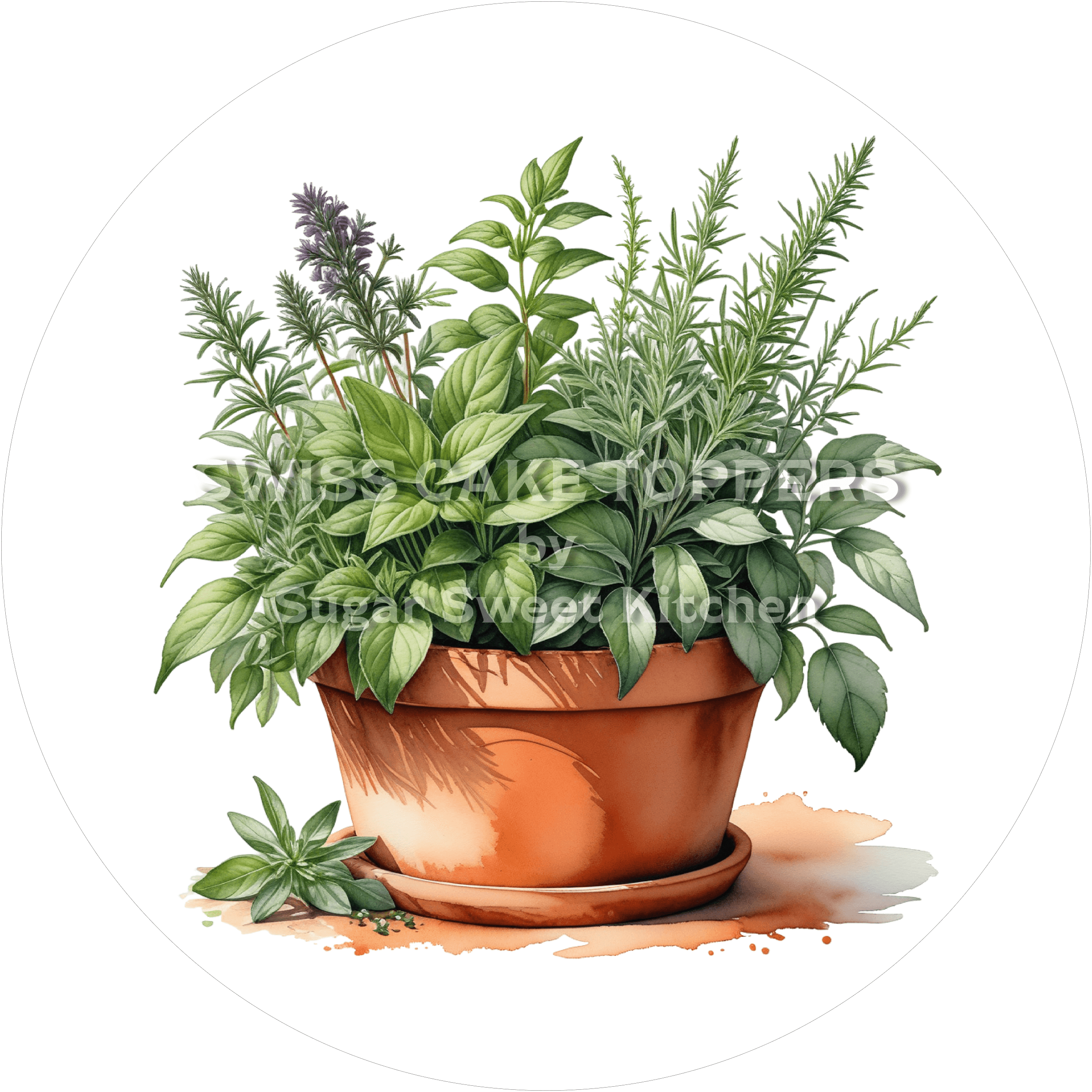 Einmaliger Tortenaufleger mit Kräutern7 - personalisierbar - Fondant- Torten- & Cupcakeaufleger Sugar Sweet Kitchen