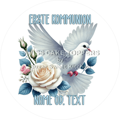 Einmaliger Tortenaufleger zur Kommunion mit Namen od. Text
