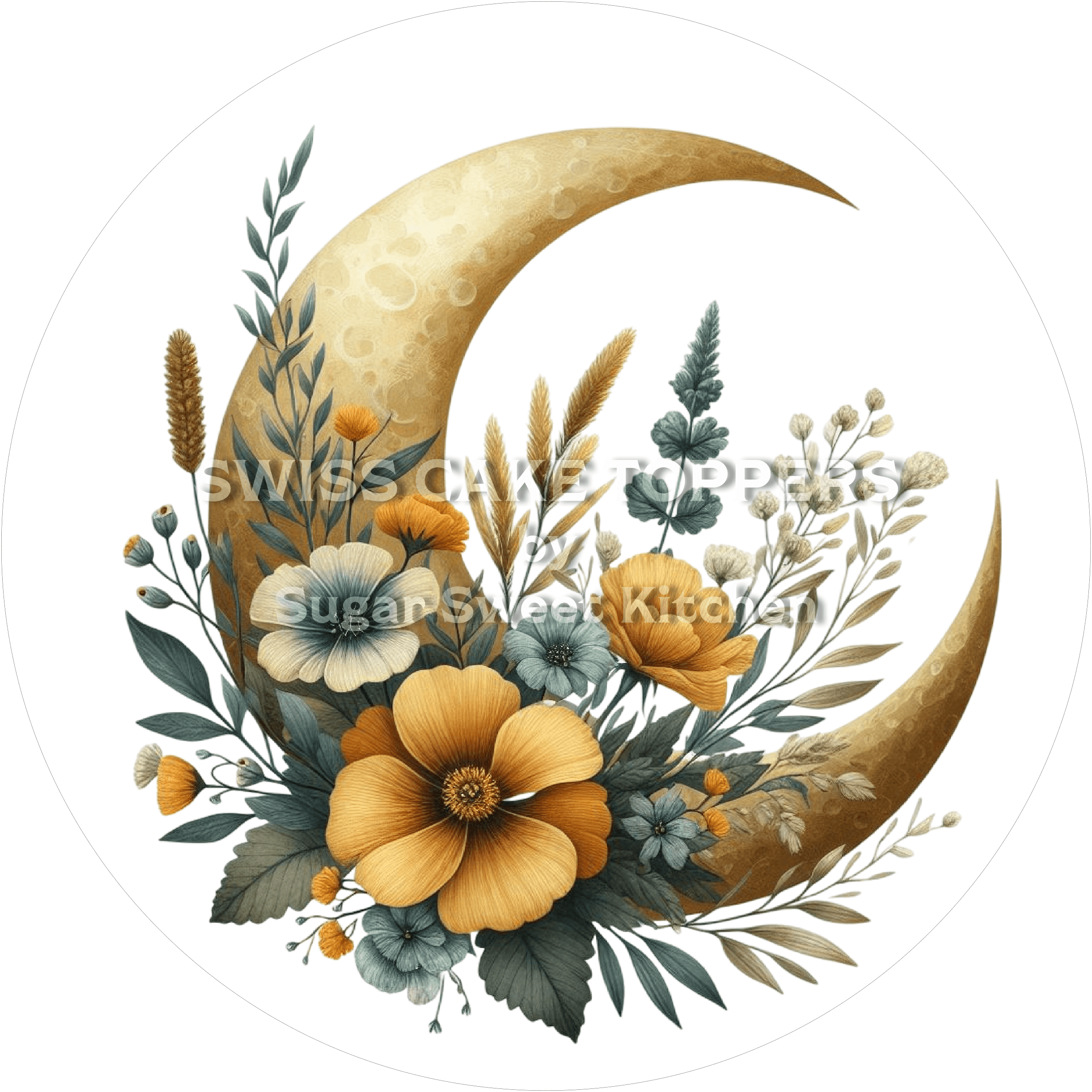 Einzigartiger Blumen-Tortenaufleger33- personalisierbar - Fondant- Torten- & Cupcakeaufleger Sugar Sweet Kitchen