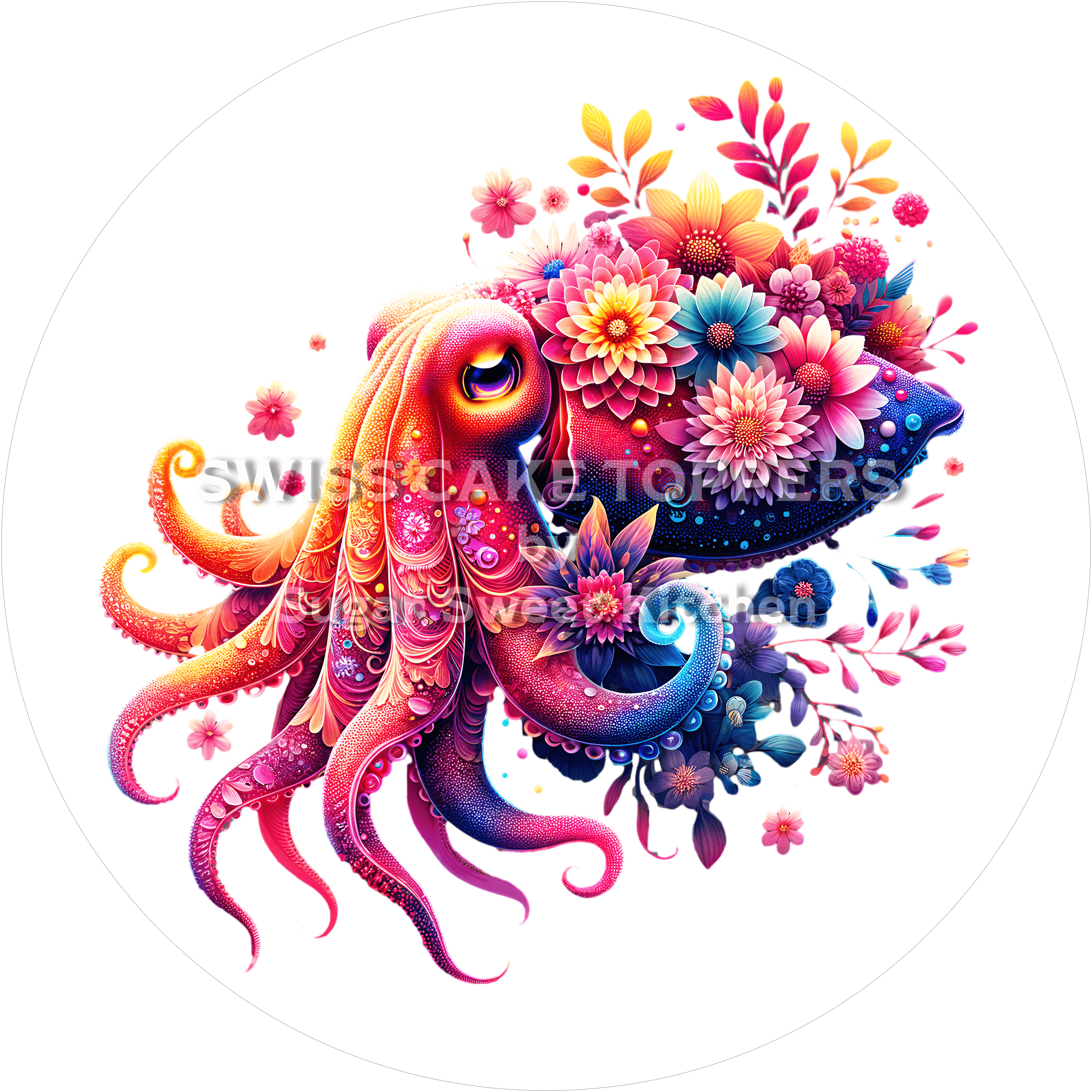 Einzigartiger Octopus-Tortenaufleger2 - personalisierbar - Fondant- Torten- & Cupcakeaufleger Sugar Sweet Kitchen