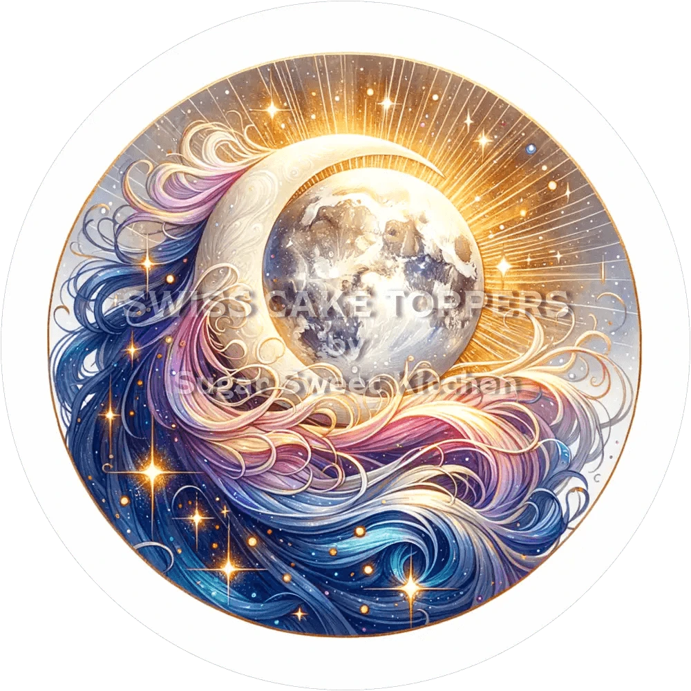 Einzigartiger Sonne & Mond-Tortenaufleger17 - personalisierbar - Fondant- Torten- Cupcakeaufleger Sugar Sweet Kitchen