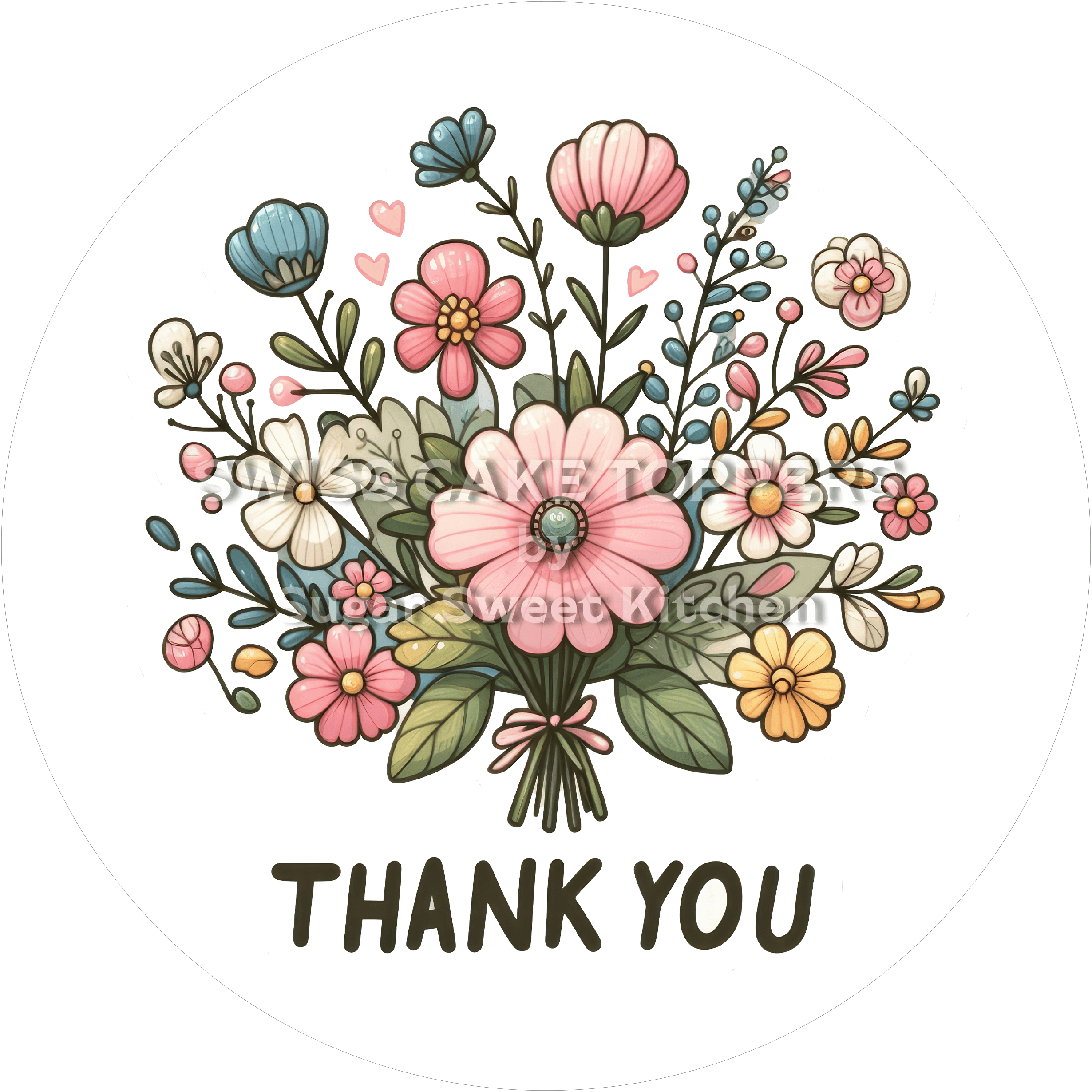 Einzigartiger Thank You-Tortenaufleger - personalisierbar - Fondant- Torten- & Cupcakeaufleger Sugar Sweet Kitchen