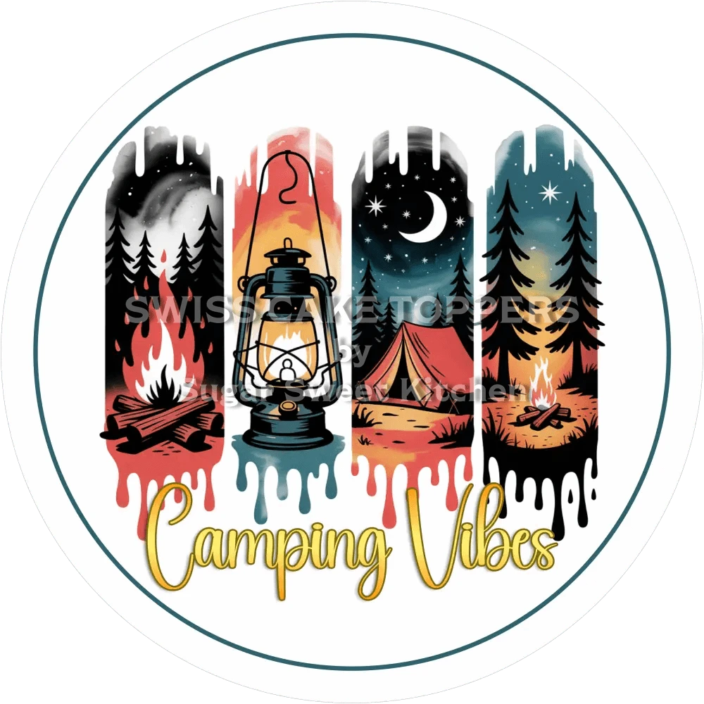 Einzigartiger Tortenaufleger Camping3 - personalisierbar - Fondant- Torten- & Cupcakeaufleger Sugar Sweet Kitchen
