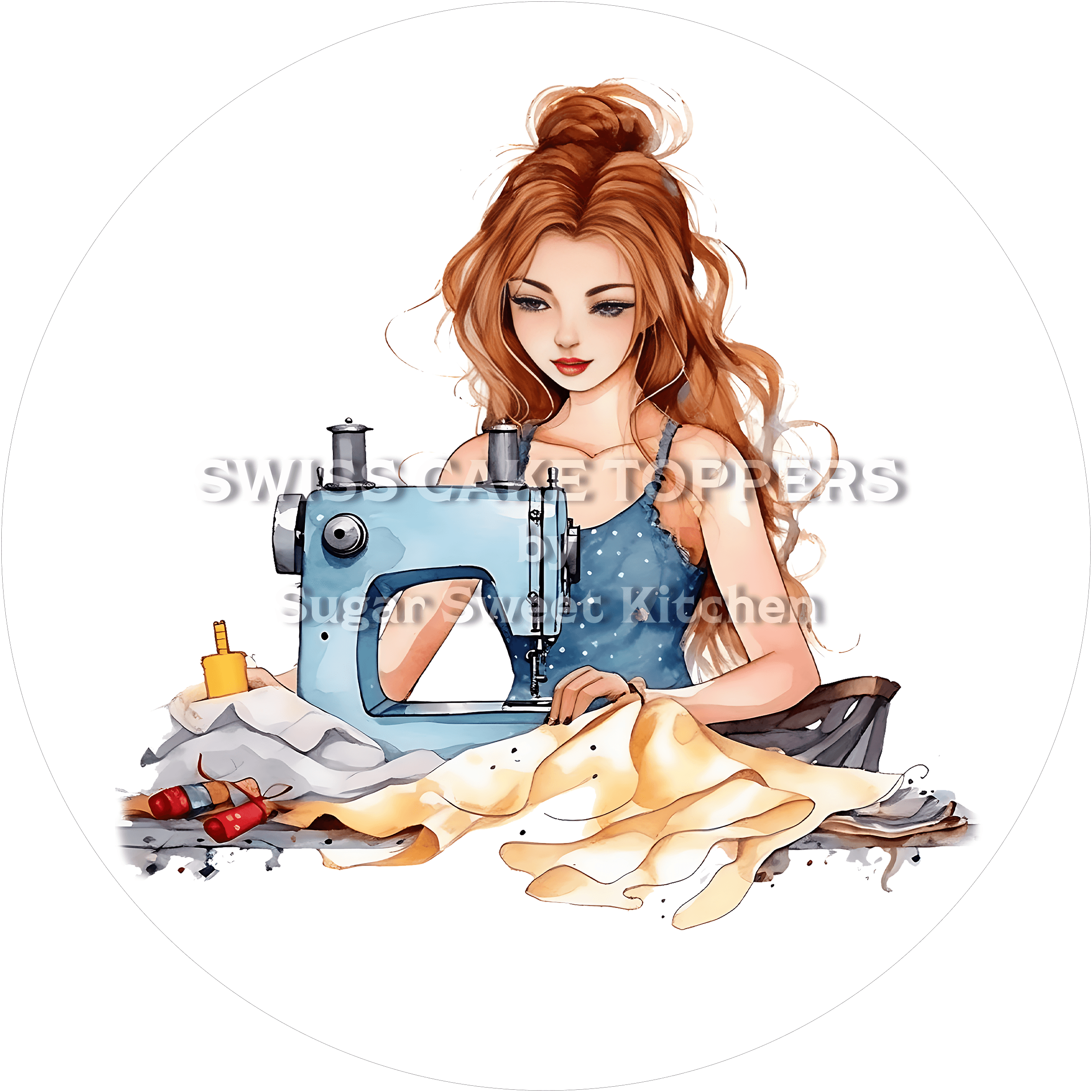 Einzigartiger Tortenaufleger für Näher/innen5 - personalisierbar - Fondant- Torten- & Cupcakeaufleger Sugar Sweet