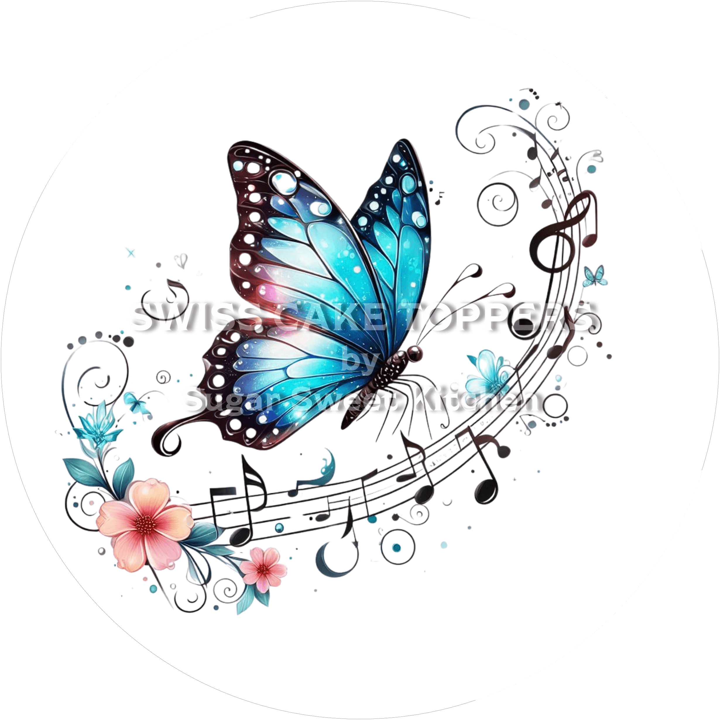 Einzigartiger Tortenaufleger Musik3 - personalisierbar - Fondant- Torten- & Cupcakeaufleger Sugar Sweet Kitchen