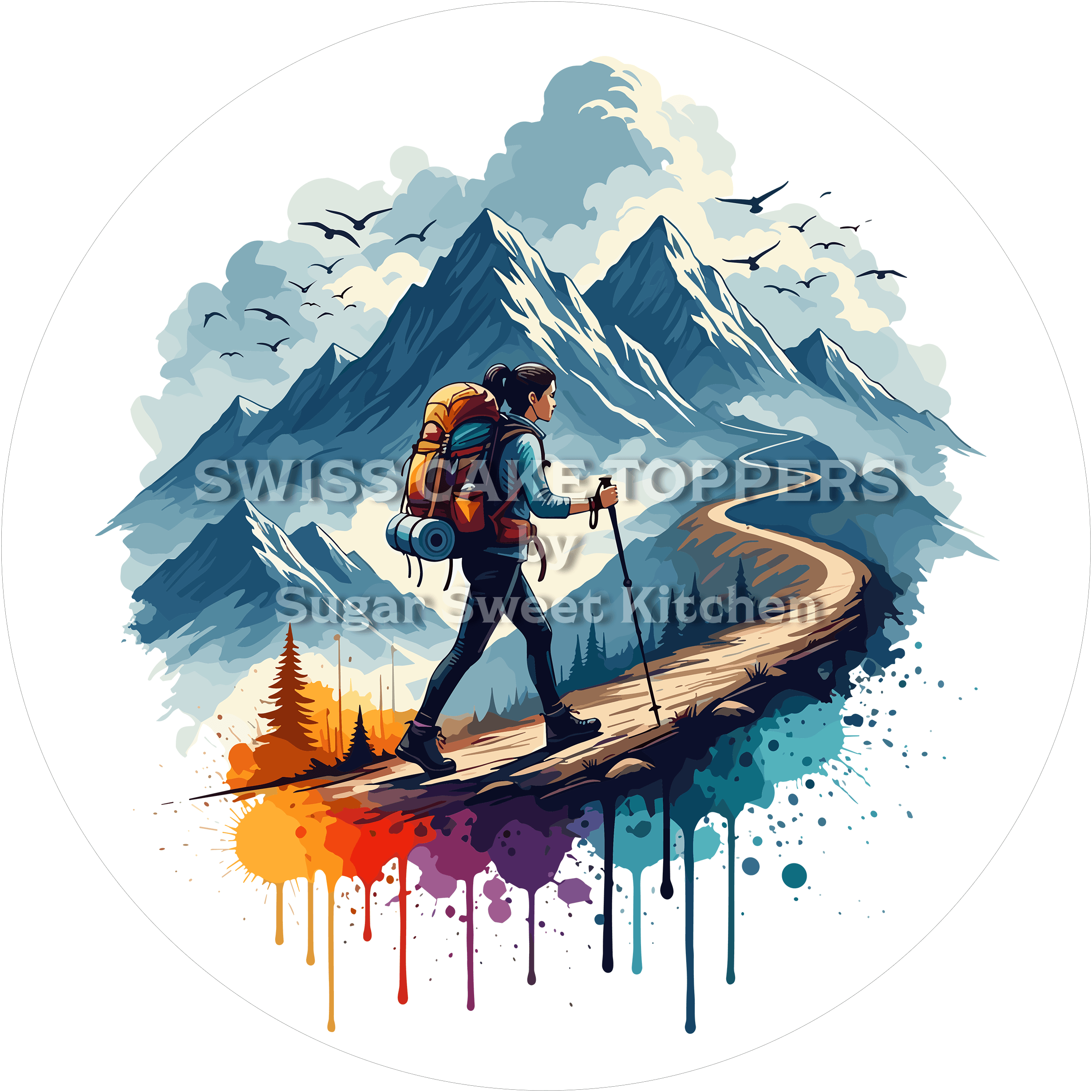 Einzigartiger Wander-Tortenaufleger1 - personalisierbar - Fondant- Torten- & Cupcakeaufleger Sugar Sweet Kitchen