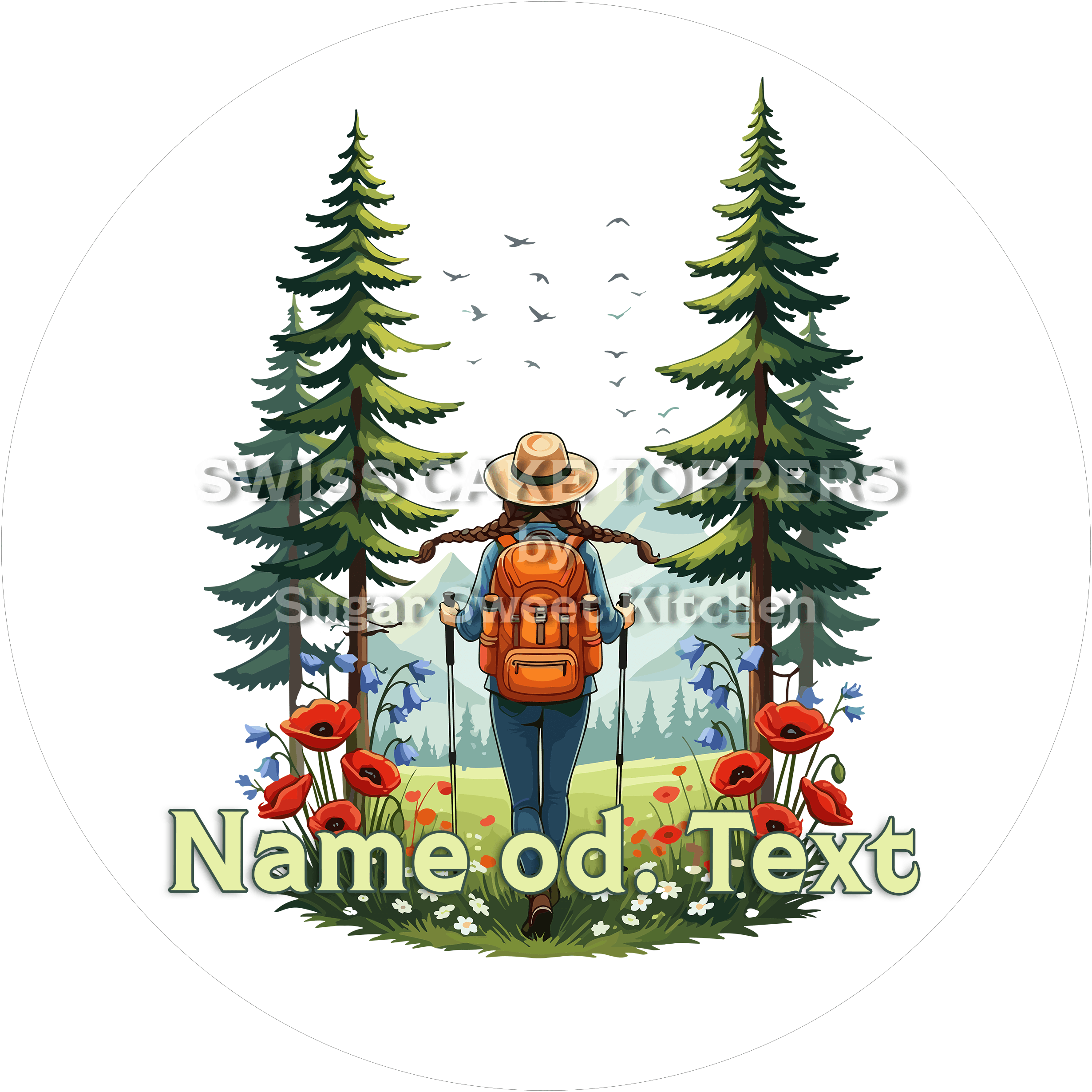 Einzigartiger Wander-Tortenaufleger2 mit Namen - Fondant- Torten- & Cupcakeaufleger Sugar Sweet Kitchen