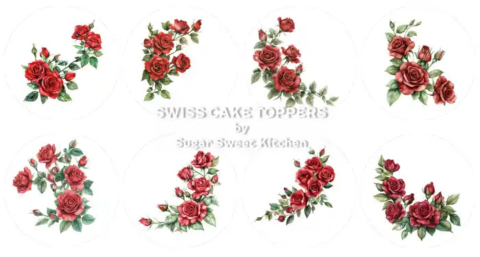 Elegante Blumen-Cupcakes- & Dessertaufleger5 - Fondant- Torten- Cupcakeaufleger Sugar Sweet Kitchen