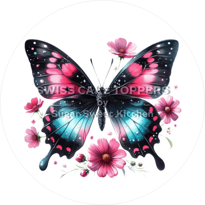 Eleganter Blumen-Tortenaufleger7 - personalisierbar