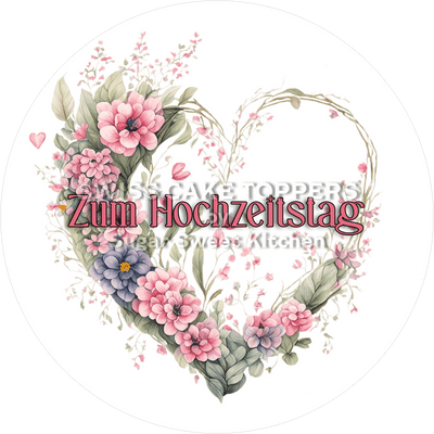 Eleganter Tortenaufleger zum Hochzeitstag - personalisierbar