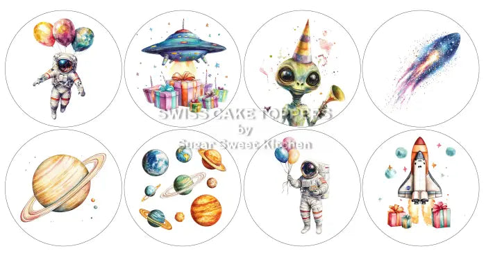 Exklusive Space-Cupcakes- & Dessertaufleger1 - Fondant- Torten- Cupcakeaufleger Sugar Sweet Kitchen