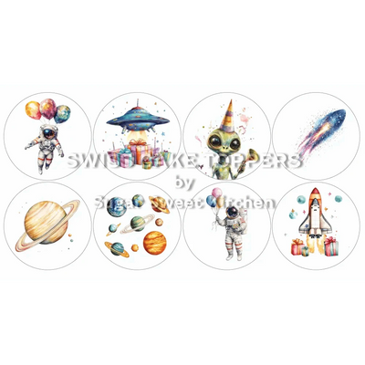 Exklusive Space-Cupcakes- & Dessertaufleger1 - personalisierbar