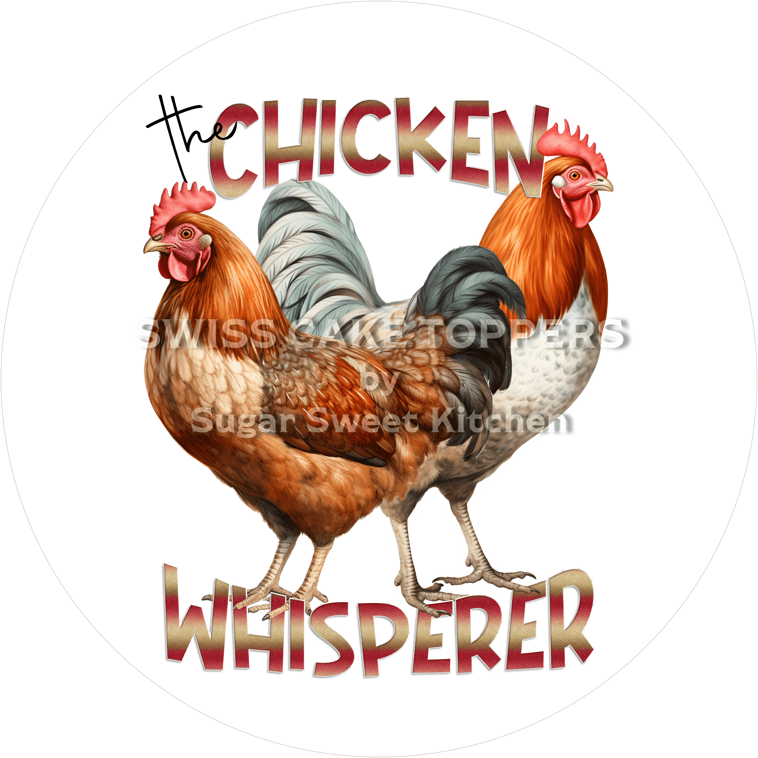 Exklusiver Hühner-Tortenaufleger2 - personalisierbar - Fondant- Torten- & Cupcakeaufleger Sugar Sweet Kitchen