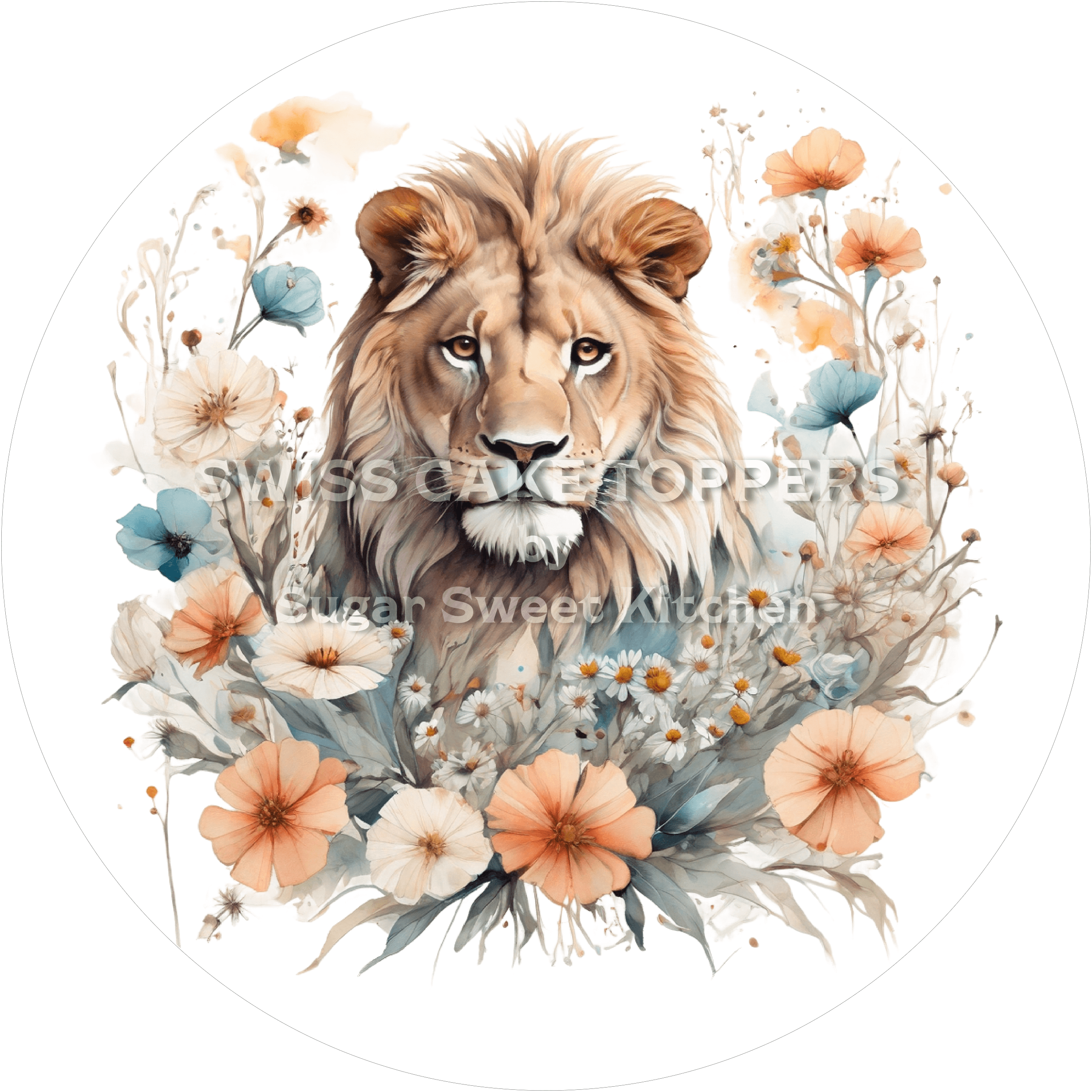 Exklusiver Löwen-Tortenaufleger1 - personalisierbar - Fondant- Torten- & Cupcakeaufleger Sugar Sweet Kitchen