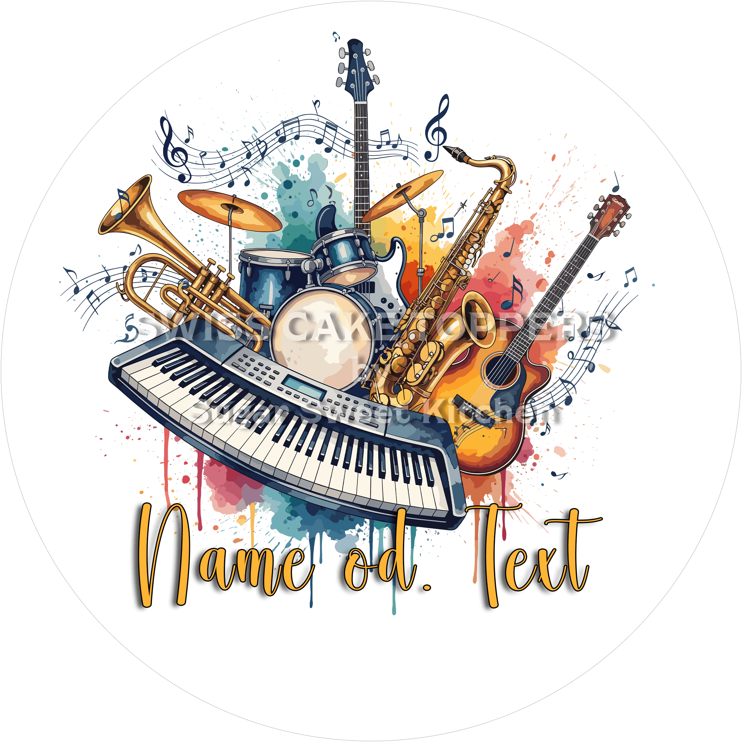 Exklusiver Musik-Tortenaufleger13 mit Namen - Fondant- Torten- & Cupcakeaufleger Sugar Sweet Kitchen