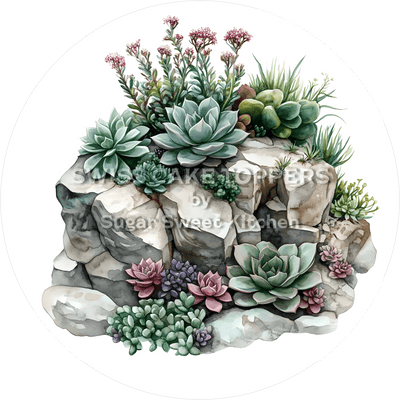 Exklusiver Sukkulenten-Tortenaufleger1 - personalisierbar