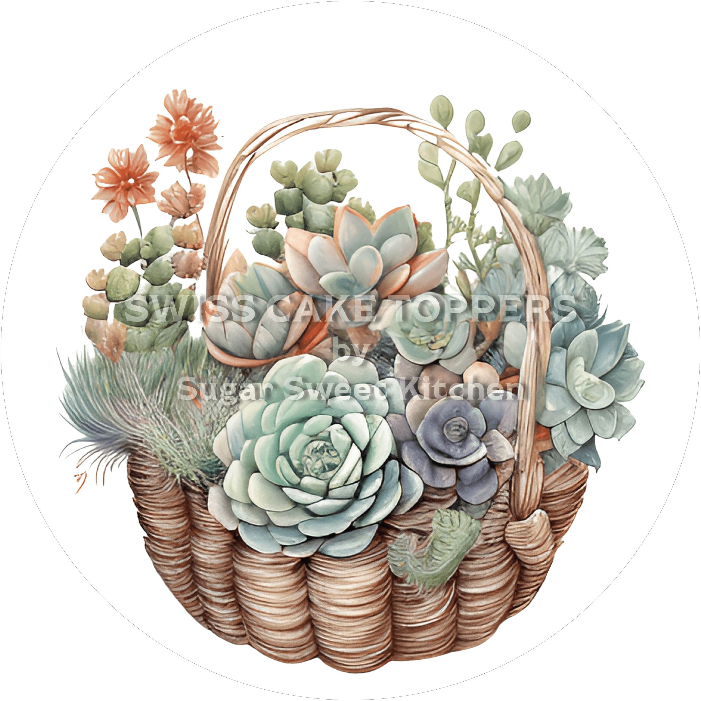 Exklusiver Sukkulenten-Tortenaufleger3 - personalisierbar - Fondant- Torten- & Cupcakeaufleger Sugar Sweet Kitchen