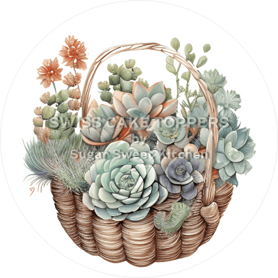 Exklusiver Sukkulenten-Tortenaufleger3 - personalisierbar