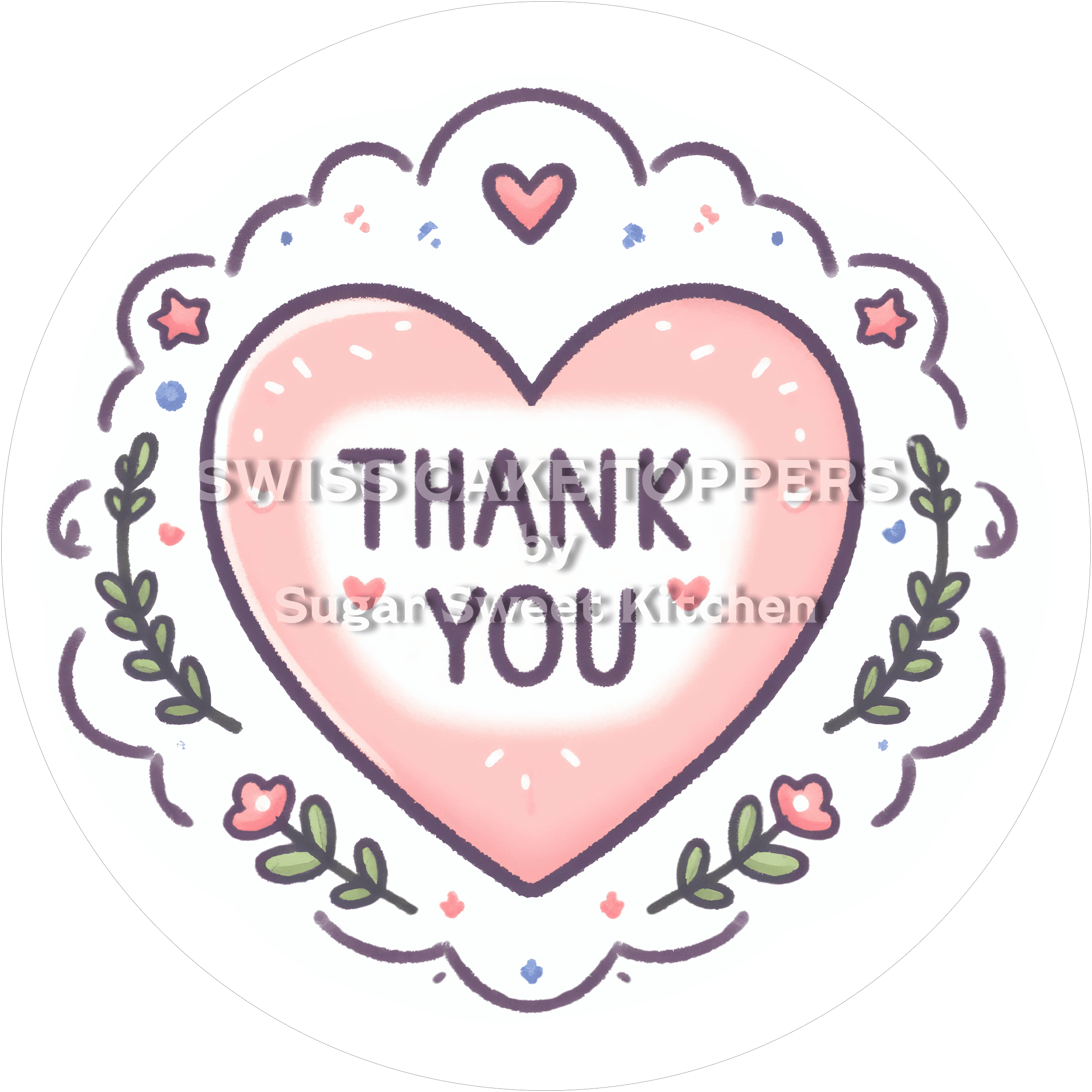 Exklusiver Thank You-Tortenaufleger - personalisierbar - Fondant- Torten- & Cupcakeaufleger Sugar Sweet Kitchen