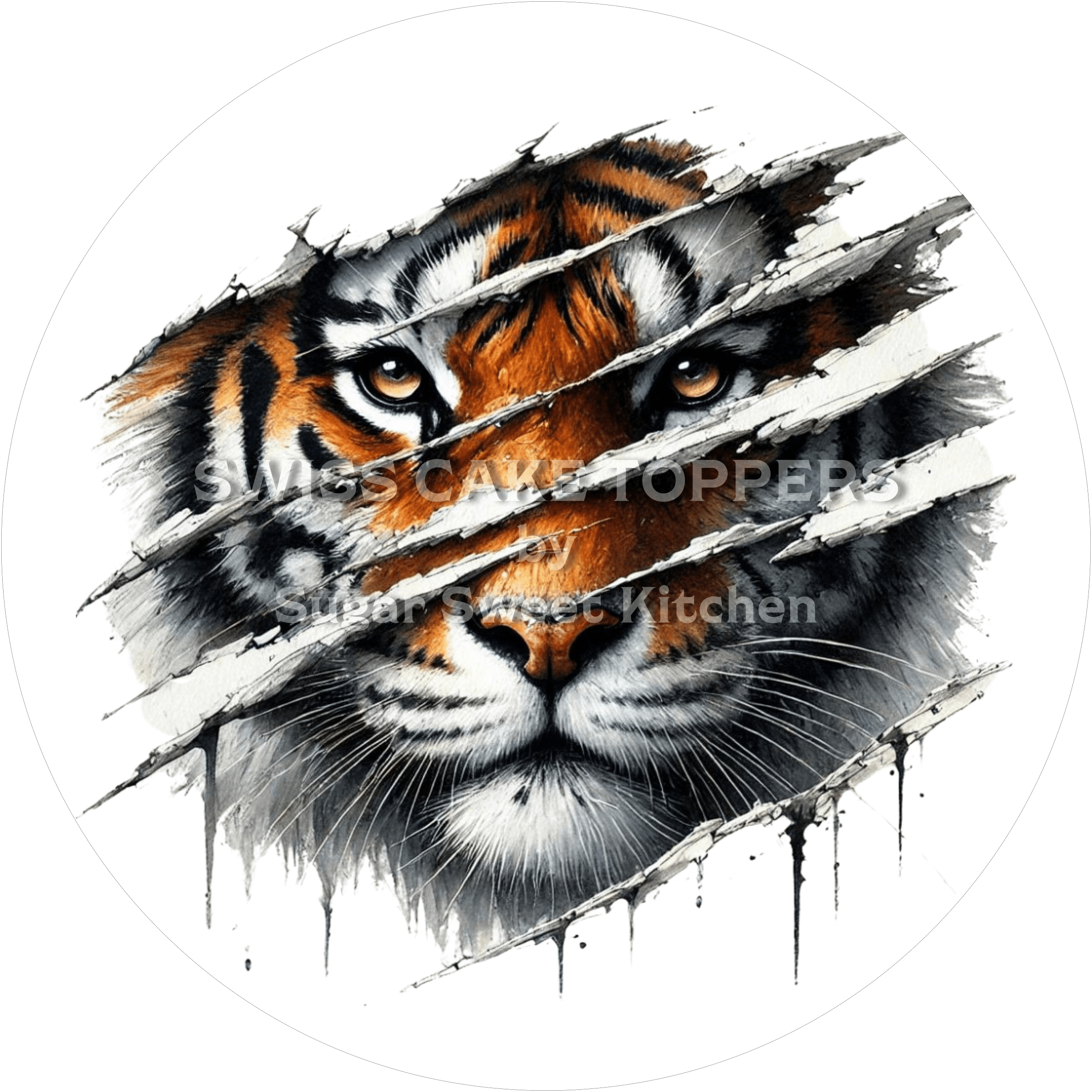 Exklusiver Tiger-Tortenaufleger2 - personalisierbar - Fondant- Torten- & Cupcakeaufleger Sugar Sweet Kitchen