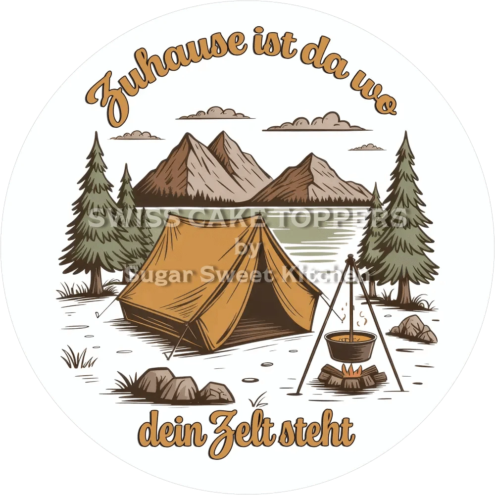 Exklusiver Tortenaufleger Camping8 - personalisierbar - Fondant- Torten- & Cupcakeaufleger Sugar Sweet Kitchen