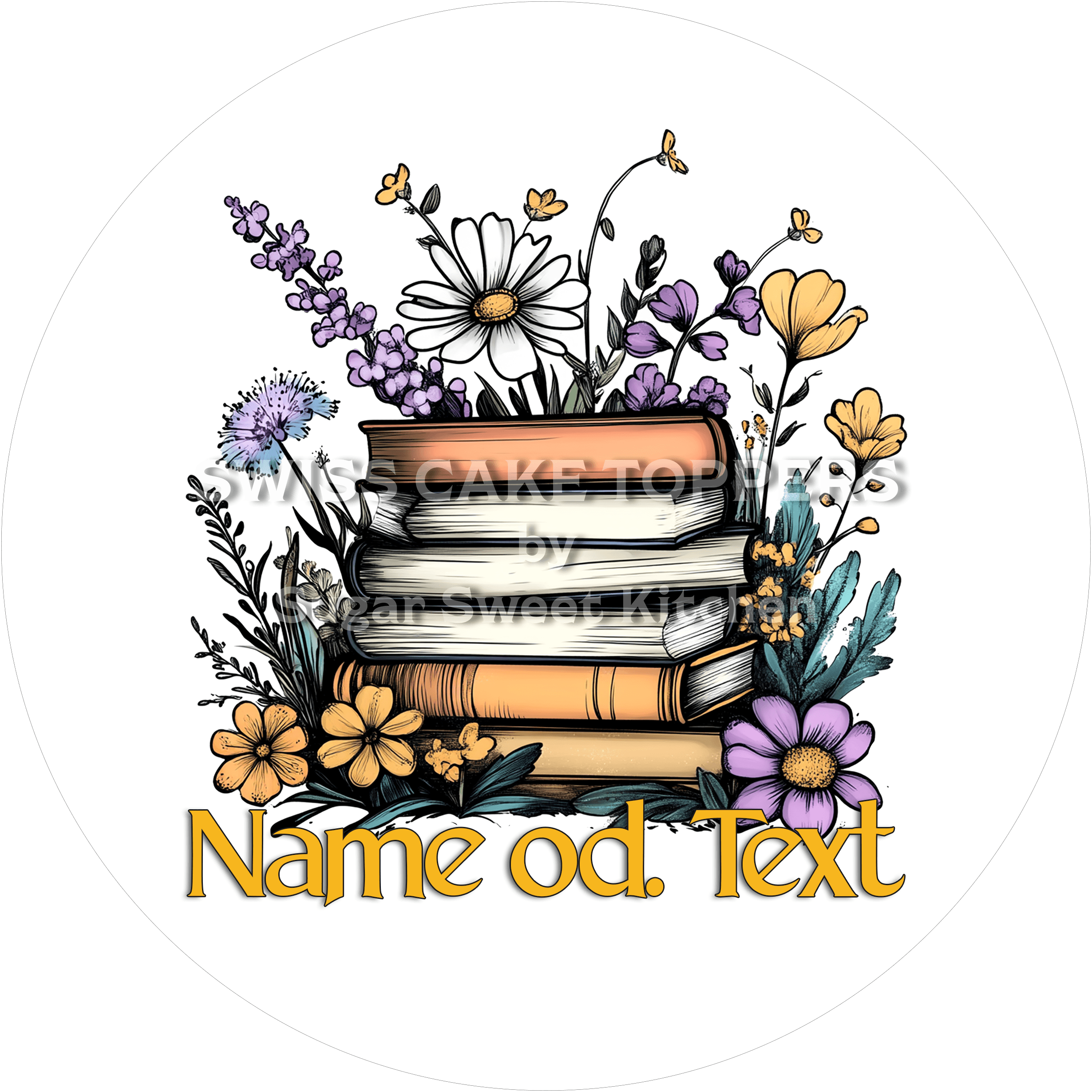 Exklusiver Tortenaufleger für Leseratten mit Name od. Text - Fondant- Torten- & Cupcakeaufleger Sugar Sweet Kitchen